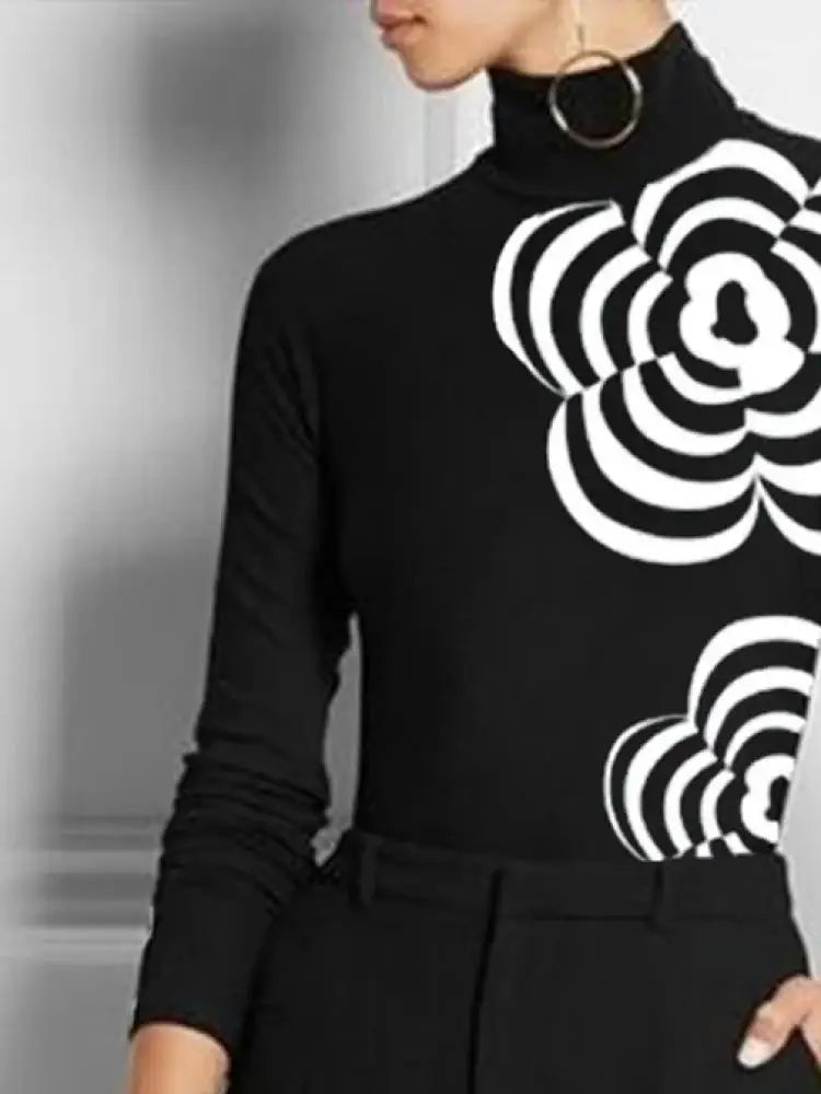 Top de manga larga con estampado floral para mujer