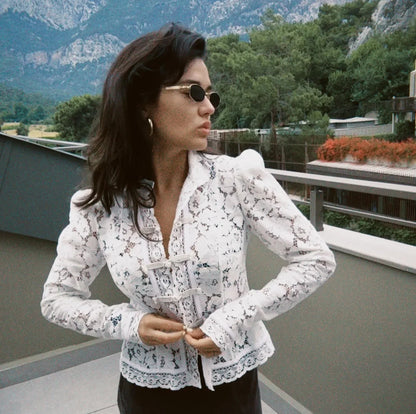 Blusa Estampada de Encaje para Mujer