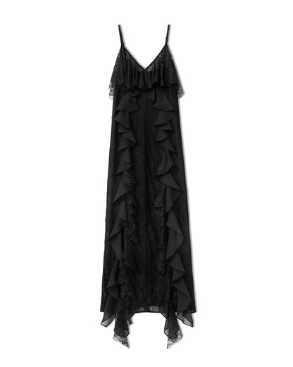 Vestido Maxi con Tirantes y Volantes para Mujer