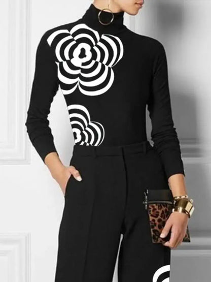 Top de manga larga con estampado floral para mujer