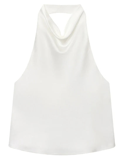 Top Corsé Halter de Satén para Mujer