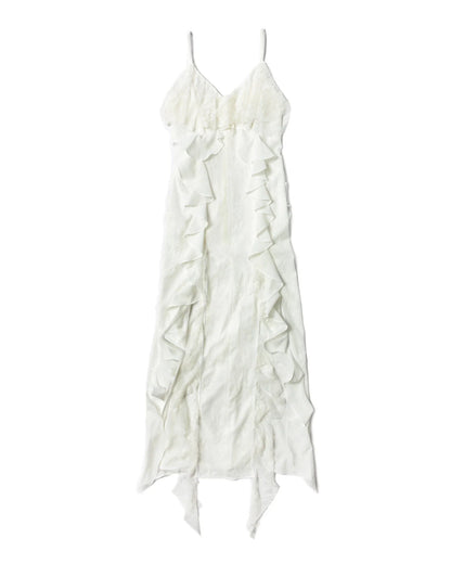 Vestido Maxi con Tirantes y Volantes para Mujer