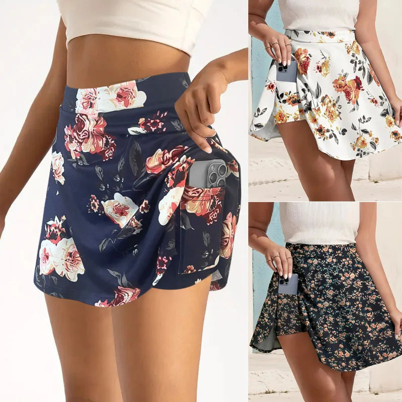 Falda Pantalón Plisada Floral para Mujer