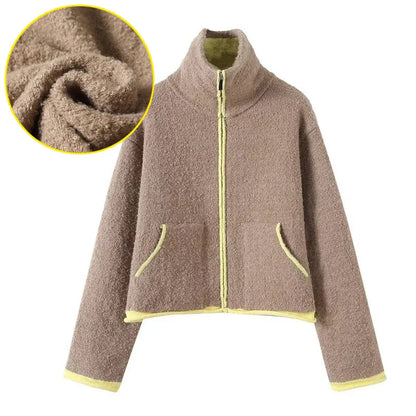 Chaqueta de Punto con Contraste