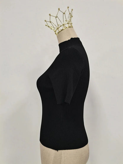 Camiseta de Cuello Alto con Hebilla para Mujer