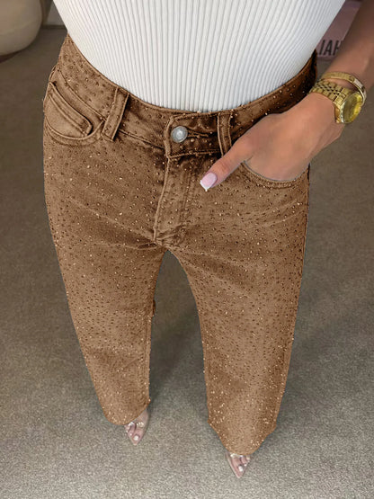 Pantalones Vaqueros con Pedrería para Mujer