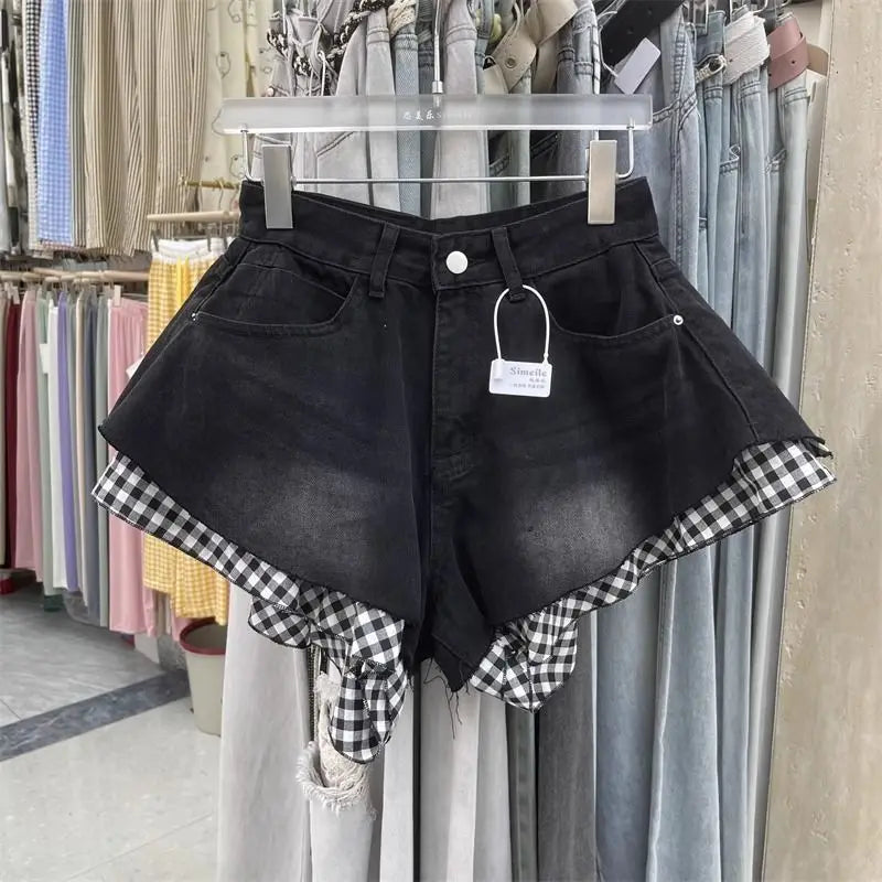 Pantalones Cortos Vaqueros con Encaje para Mujer