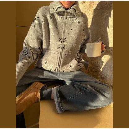 Chaqueta de Punto con Cremallera Jacquard para Mujer