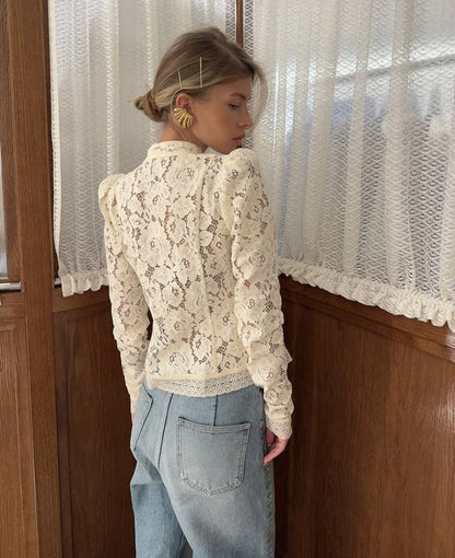 Blusa Estampada de Encaje para Mujer