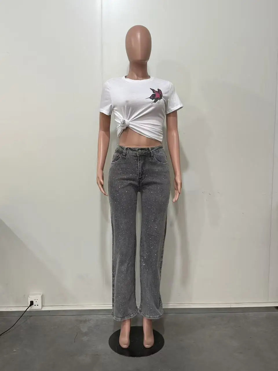 Pantalones Vaqueros con Pedrería para Mujer