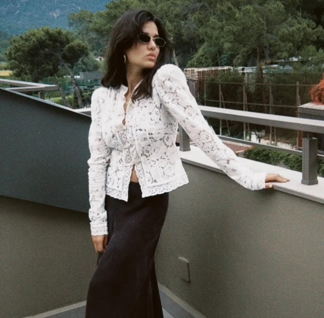 Blusa Estampada de Encaje para Mujer