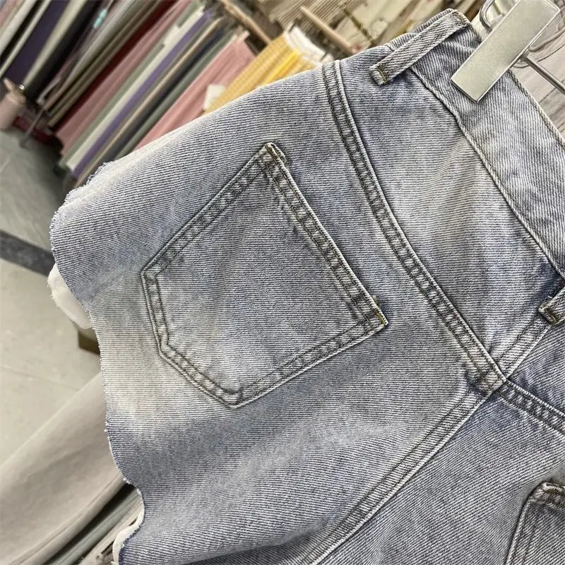 Pantalones Cortos Vaqueros con Encaje para Mujer