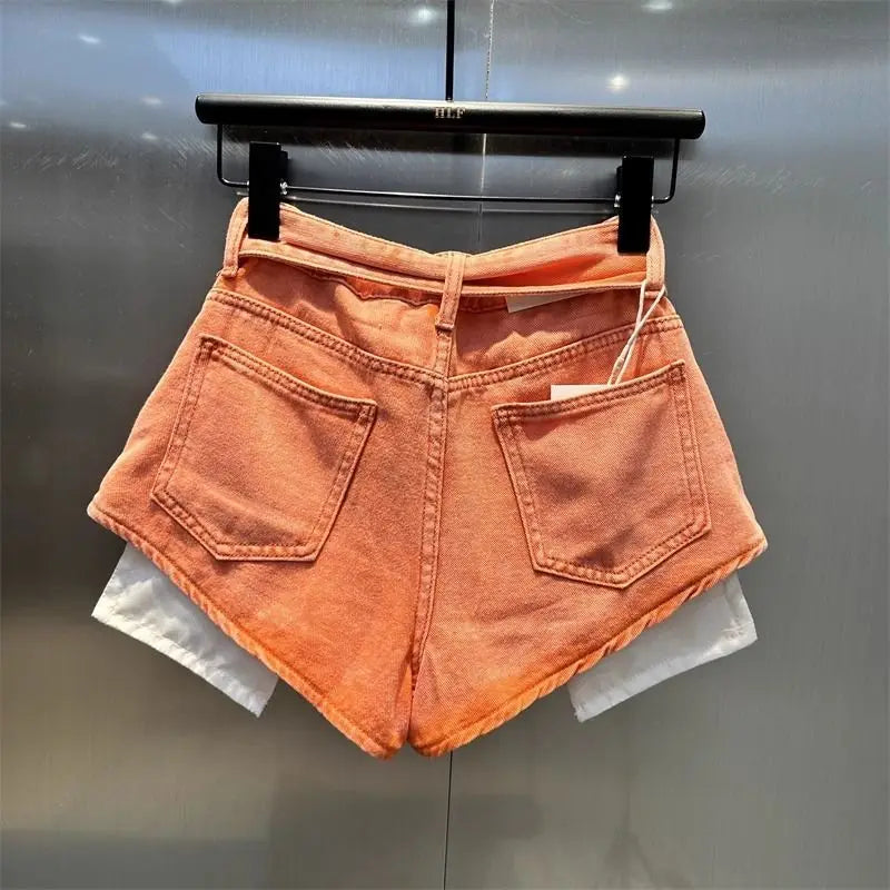 Shorts vaqueros Naranja para Mujer