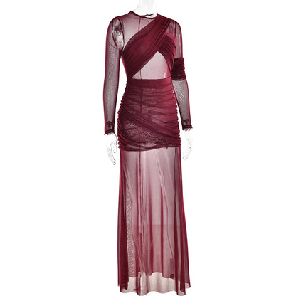 Vestido de Fiesta Elegante de Malla Transparente