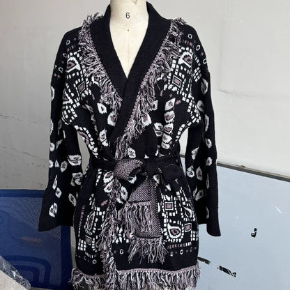 Chaqueta de Punto con Borlas Jacquard para Mujer