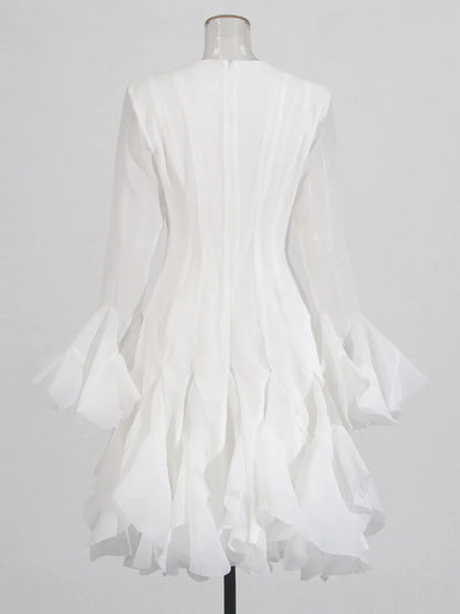 Vestido de Cintura Alta con Volantes para Mujer