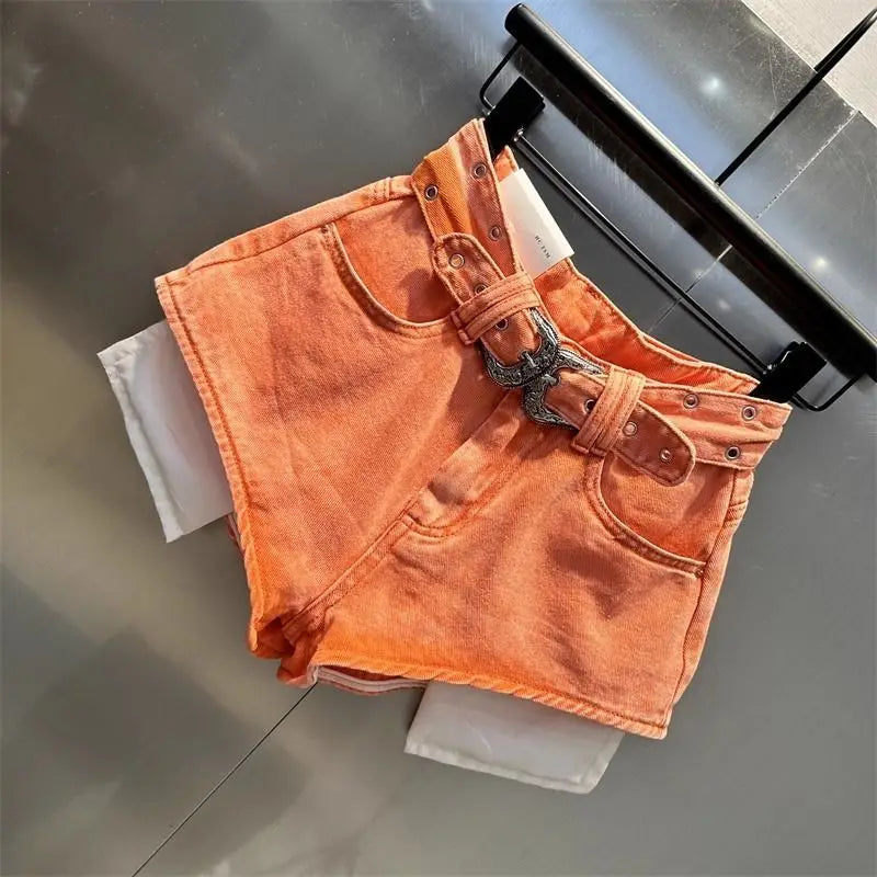 Shorts vaqueros Naranja para Mujer