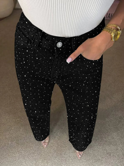 Pantalones Vaqueros con Pedrería para Mujer
