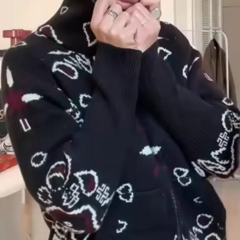 Chaqueta de Punto con Cremallera Jacquard para Mujer