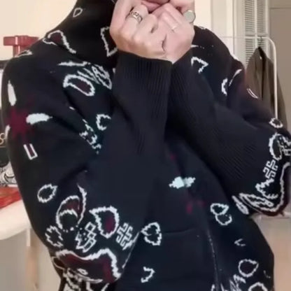 Chaqueta de Punto con Cremallera Jacquard para Mujer
