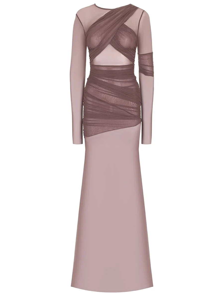 Vestido de Fiesta Elegante de Malla Transparente