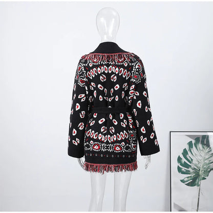 Chaqueta de Punto con Borlas Jacquard para Mujer