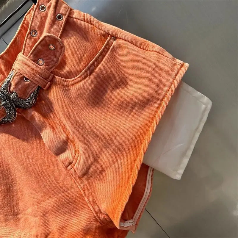 Shorts vaqueros Naranja para Mujer