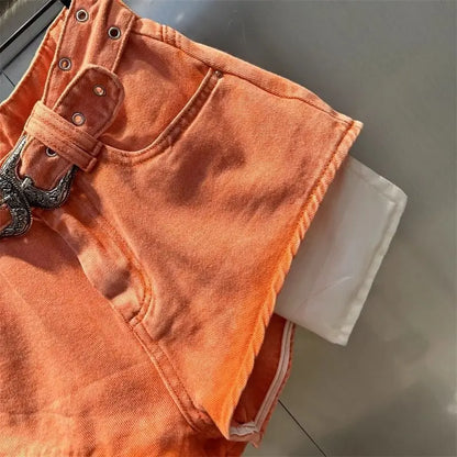 Shorts vaqueros Naranja para Mujer