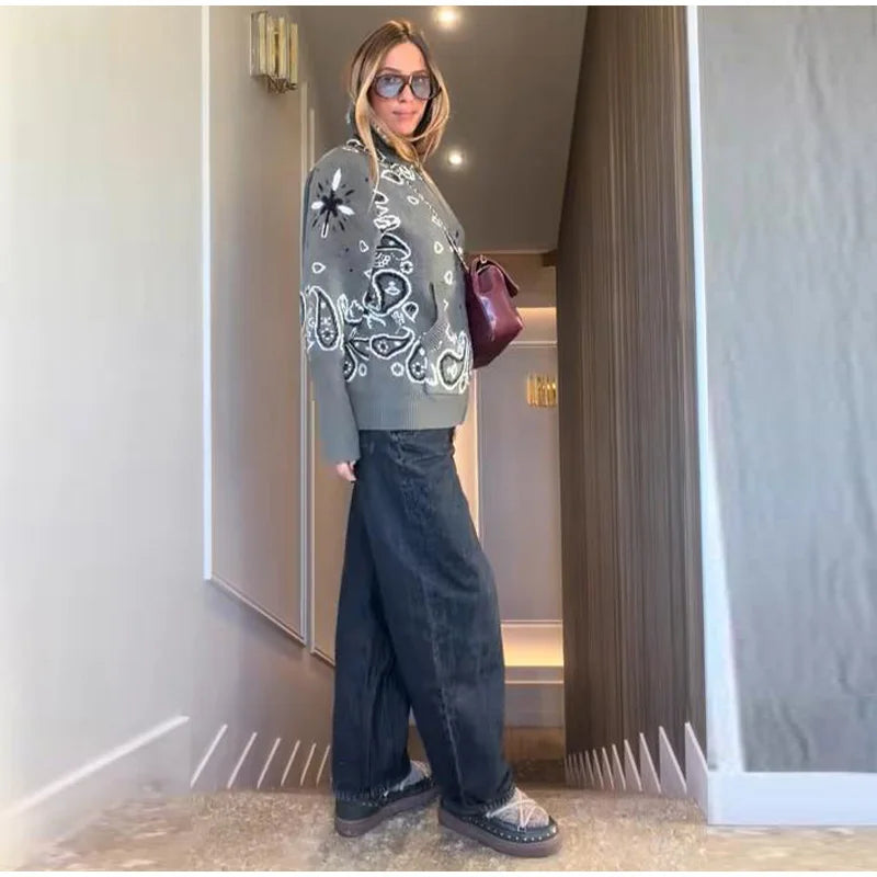 Chaqueta de Punto con Cremallera Jacquard para Mujer