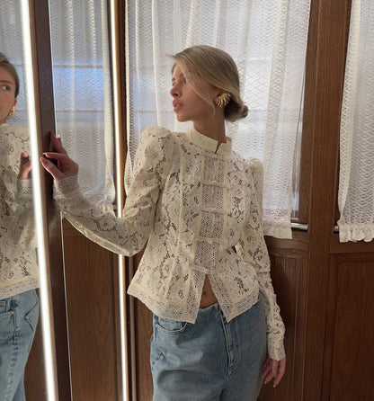 Blusa Estampada de Encaje para Mujer