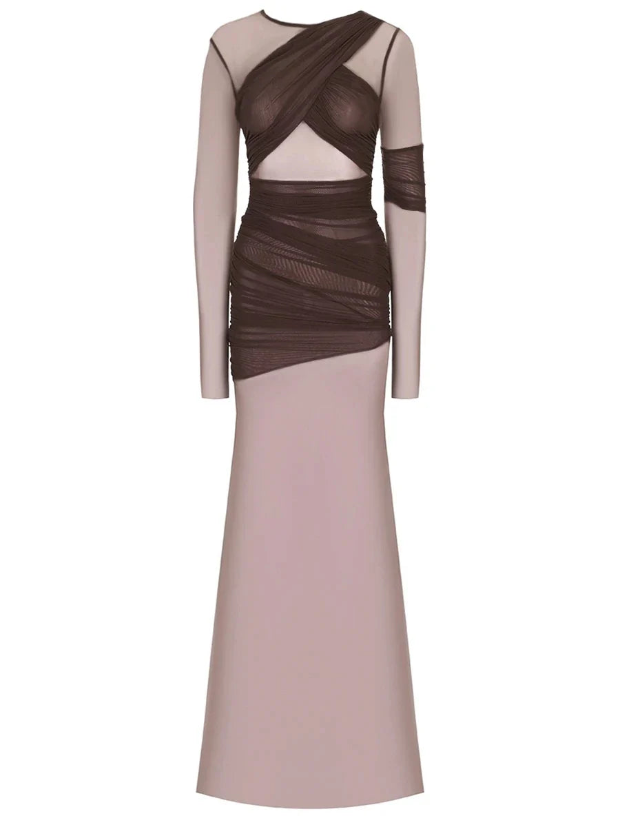 Vestido de Fiesta Elegante de Malla Transparente