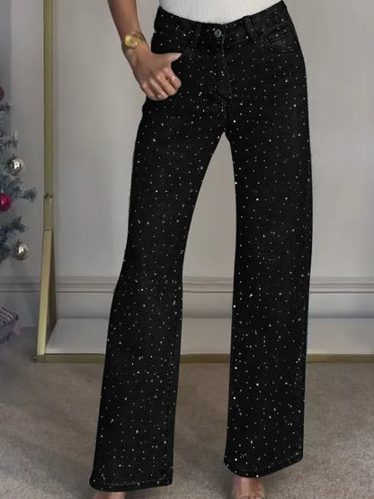 Pantalones Vaqueros con Pedrería para Mujer