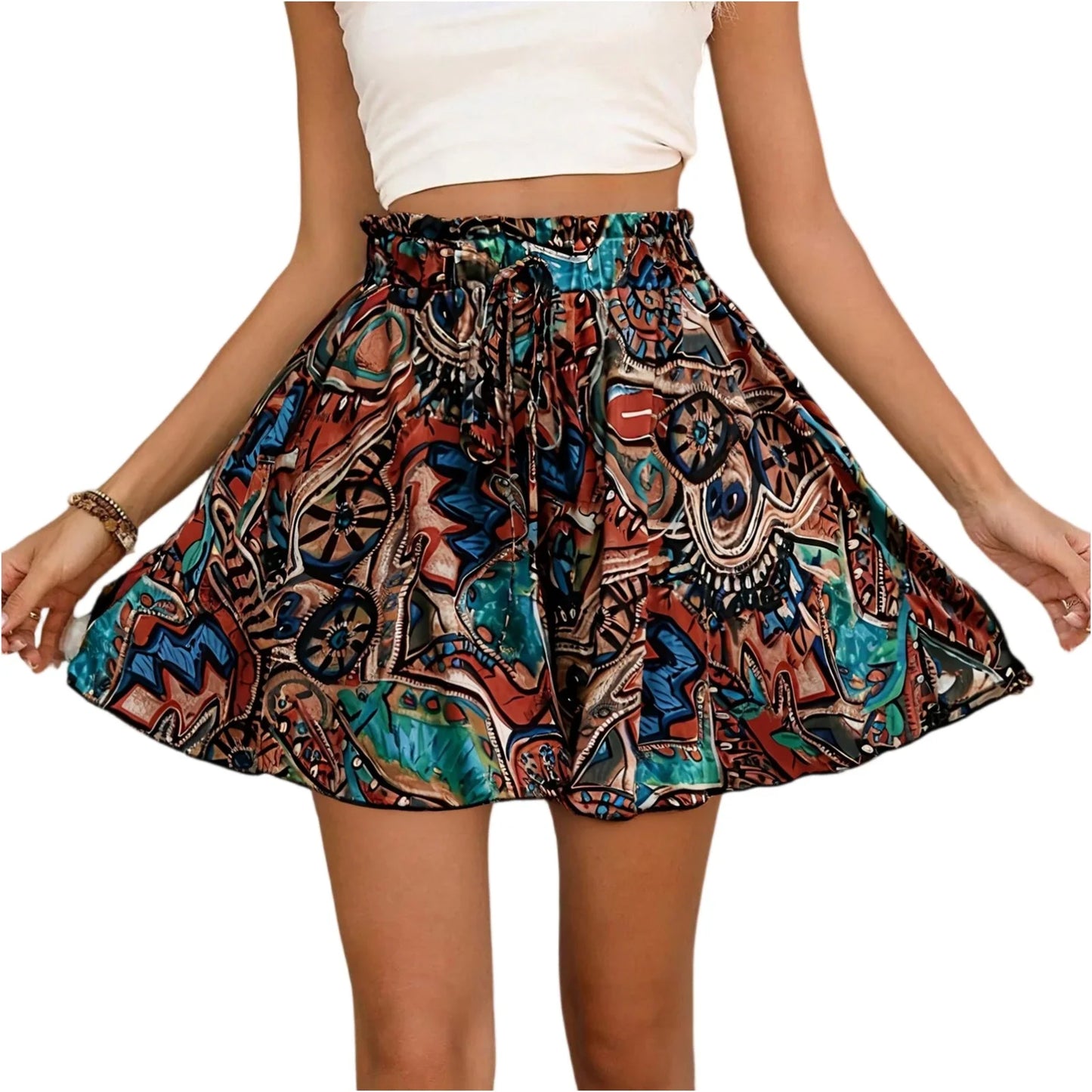 Pantalones Cortos Boho con Cordón para Mujer
