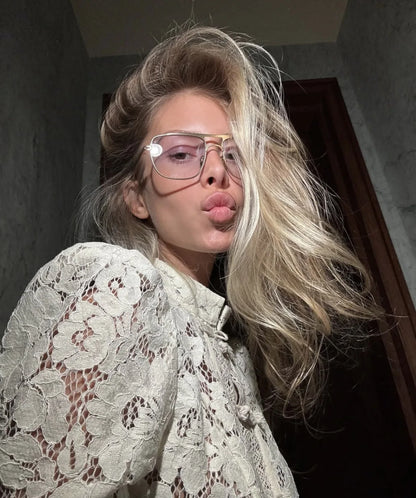 Blusa Estampada de Encaje para Mujer