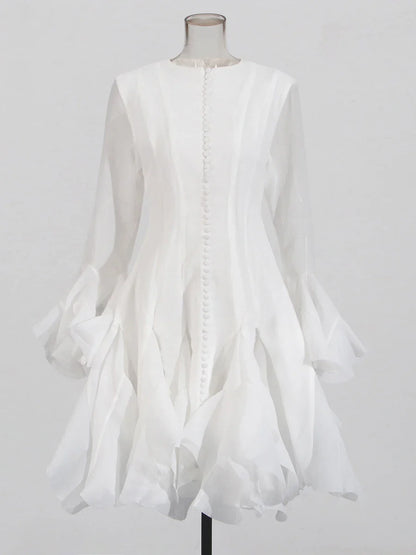 Vestido de Cintura Alta con Volantes para Mujer