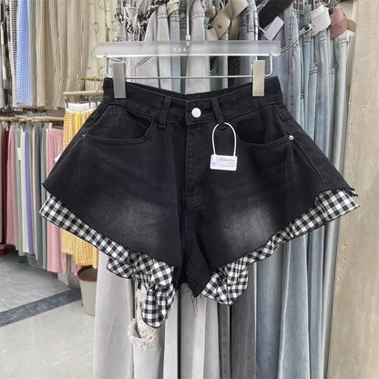 Pantalones Cortos Vaqueros con Encaje para Mujer