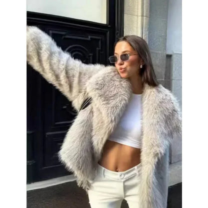 Abrigo de Piel Sintética de Lujo para Mujer