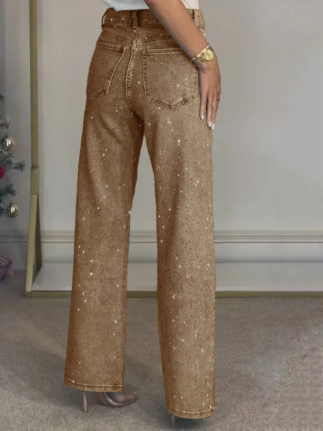 Pantalones Vaqueros con Pedrería para Mujer
