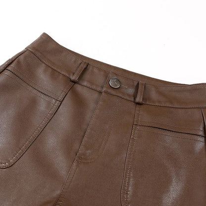 Pantalones Cortos Bermuda de Cuero para Mujer