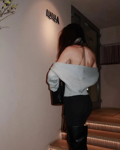 Chaleco de Punto de Cuello Alto con Espalda Descubierta para Mujer