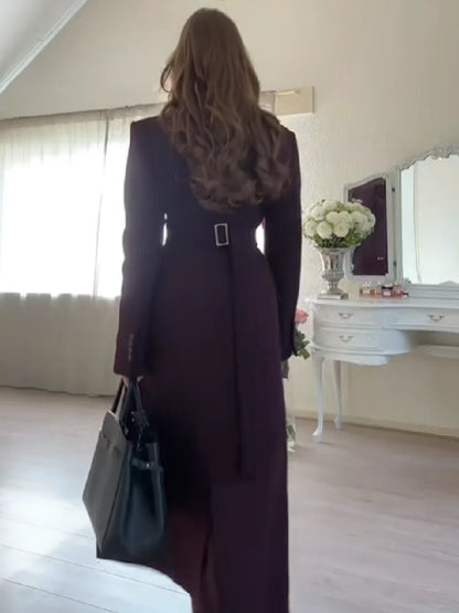 Abrigo Largo Ajustado para Mujer