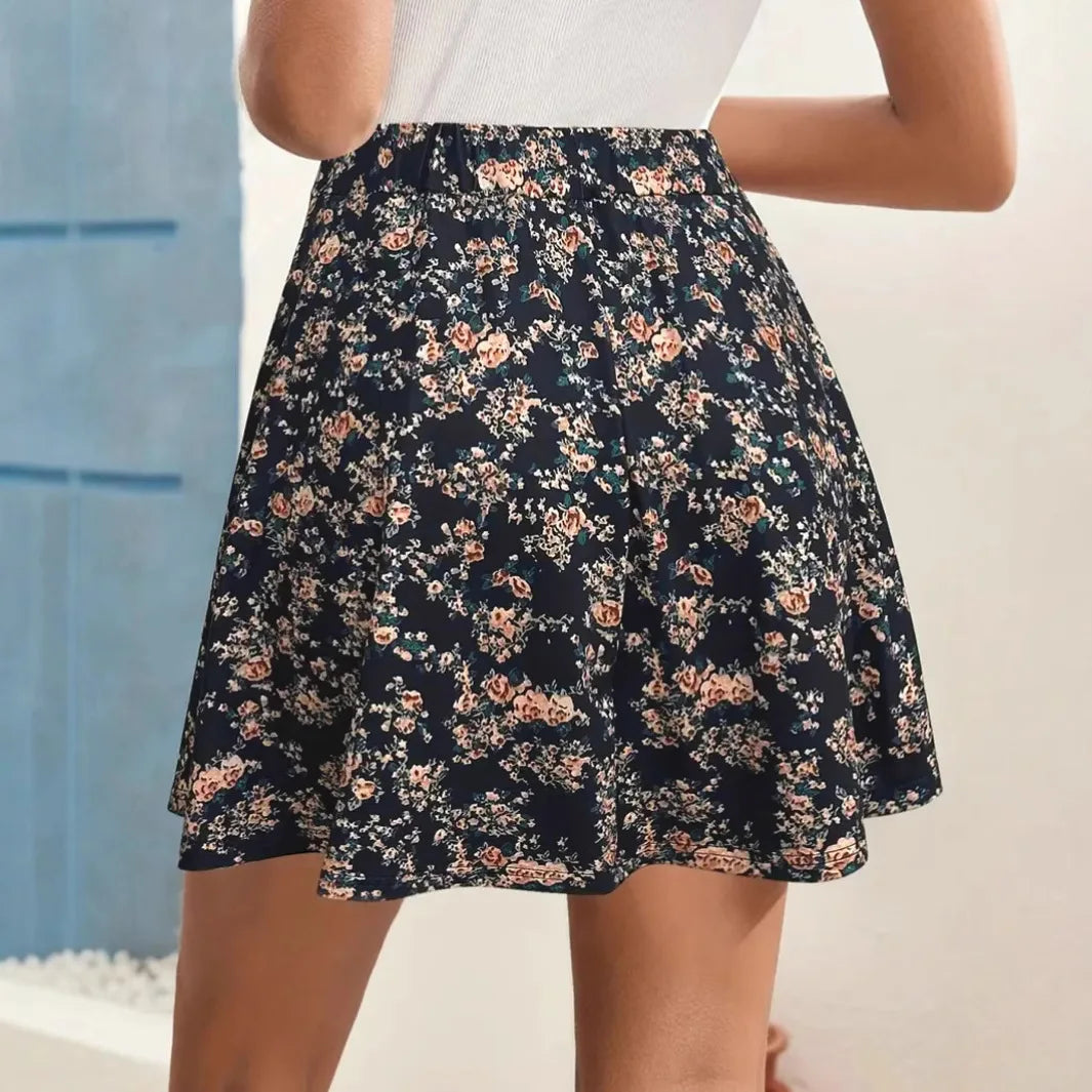Falda Pantalón Plisada Floral para Mujer