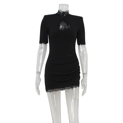 Vestido Bodycon de Encaje con Retazos para Mujer