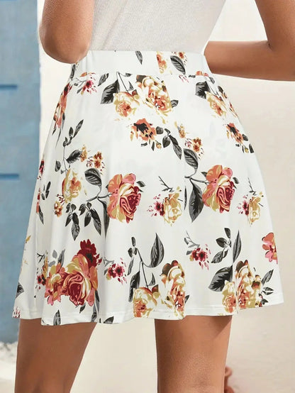 Falda Pantalón Plisada Floral para Mujer