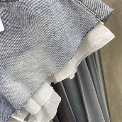 Pantalones Cortos Vaqueros con Encaje para Mujer
