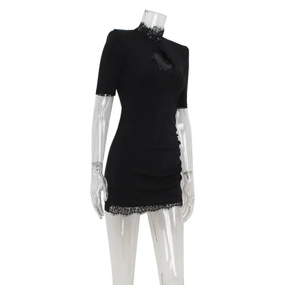 Vestido Bodycon de Encaje con Retazos para Mujer