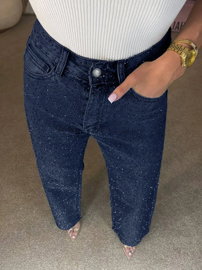 Pantalones Vaqueros con Pedrería para Mujer