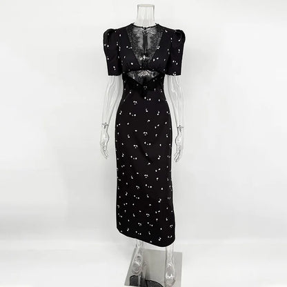 Vestido de Fiesta de Encaje Calado para Mujer