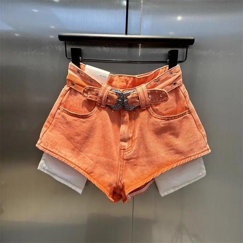 Shorts vaqueros Naranja para Mujer