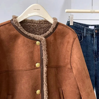 Chaqueta Corta de Piel Sintética para Mujer